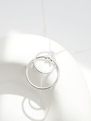 Simply Silver Sterling Silver Tone 925 Polished Round Double Pendant Necklace - Image 3 of 4