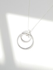 Simply Silver Sterling Silver Tone 925 Polished Round Double Pendant Necklace - Image 4 of 4