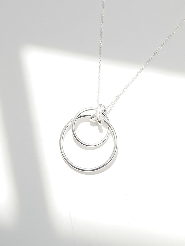 Simply Silver Sterling Silver Tone 925 Polished Round Double Pendant Necklace - Image 4 of 4