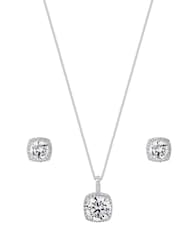 Simply Silver White Sterling Silver 925 Halo Square Solitaire Matching Jewellery Set - Gift Boxed - Image 2 of 3