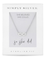 Simply Silver Sterling Silver Tone 925 Infinity Short Pendant Necklace - Gift Boxed - Image 2 of 2