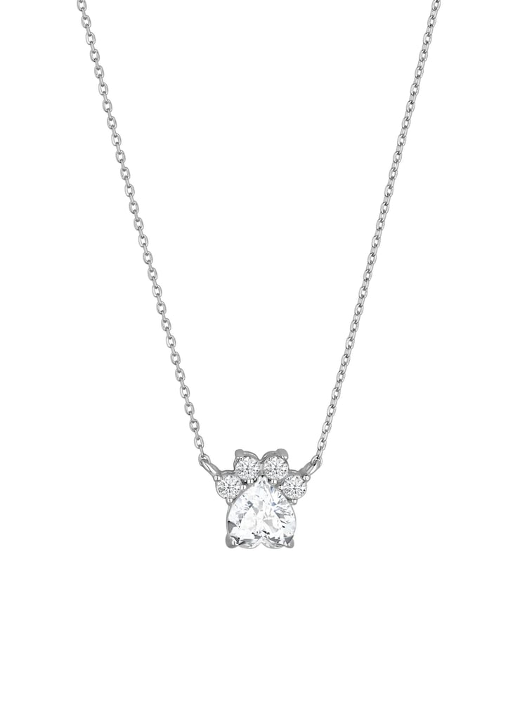 Simply Silver 925 Sterling Silver Cubic Zirconia Paw Print Pendant Necklace - Image 1 of 2