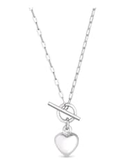 Simply Silver Sterling Silver Tone 925 Puff Heart T Bar Necklace - Image 1 of 4