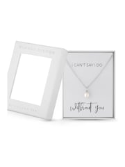 Simply Silver Sterling  Silver Tone 925 White Cubic Zirconia Short Pearl Pendant Necklace - Gift Boxed - Image 2 of 3