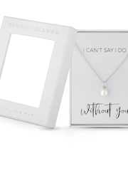 Simply Silver Sterling  Silver Tone 925 White Cubic Zirconia Short Pearl Pendant Necklace - Gift Boxed - Image 3 of 3