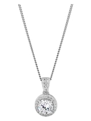 Simply Silver Sterling Silver Tone 925 White Cubic Zirconia Clara Short Pendant Necklace - Image 1 of 2
