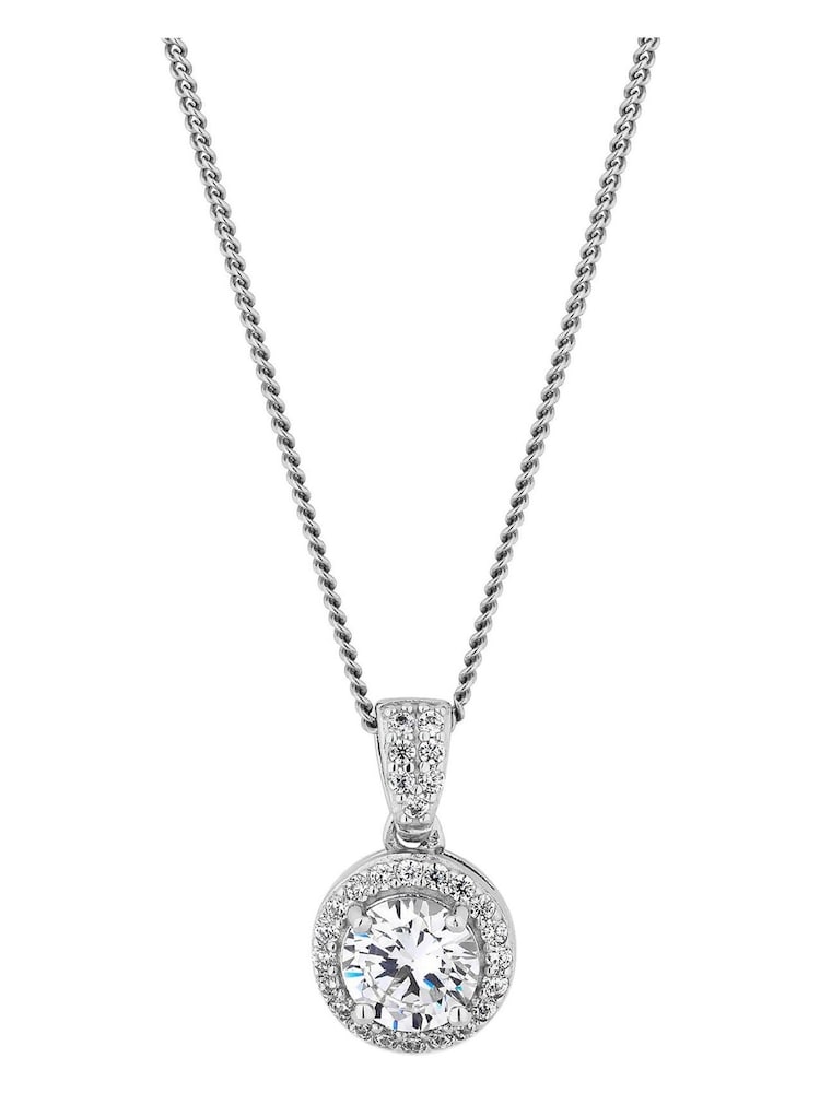 Simply Silver Sterling Silver Tone 925 White Cubic Zirconia Clara Short Pendant Necklace - Image 1 of 2
