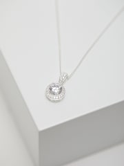 Simply Silver Sterling Silver Tone 925 White Cubic Zirconia Clara Short Pendant Necklace - Image 2 of 2