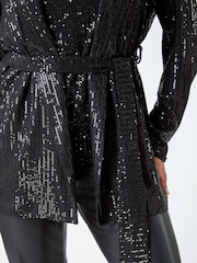 Dusk Black Sequin Embellished Tie Waist Jacket - Image 5 of 5