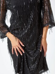 Dusk Black Sequin Sparkle Tassel Shift Dress - Image 5 of 5