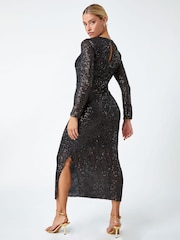 Dusk Black Sequin Embellished Midi Dress - Image 2 of 5