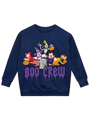 Character Blue Disney Mickey Mouse Halloween Pumpkin Sweatshirt - Image 1 of 5