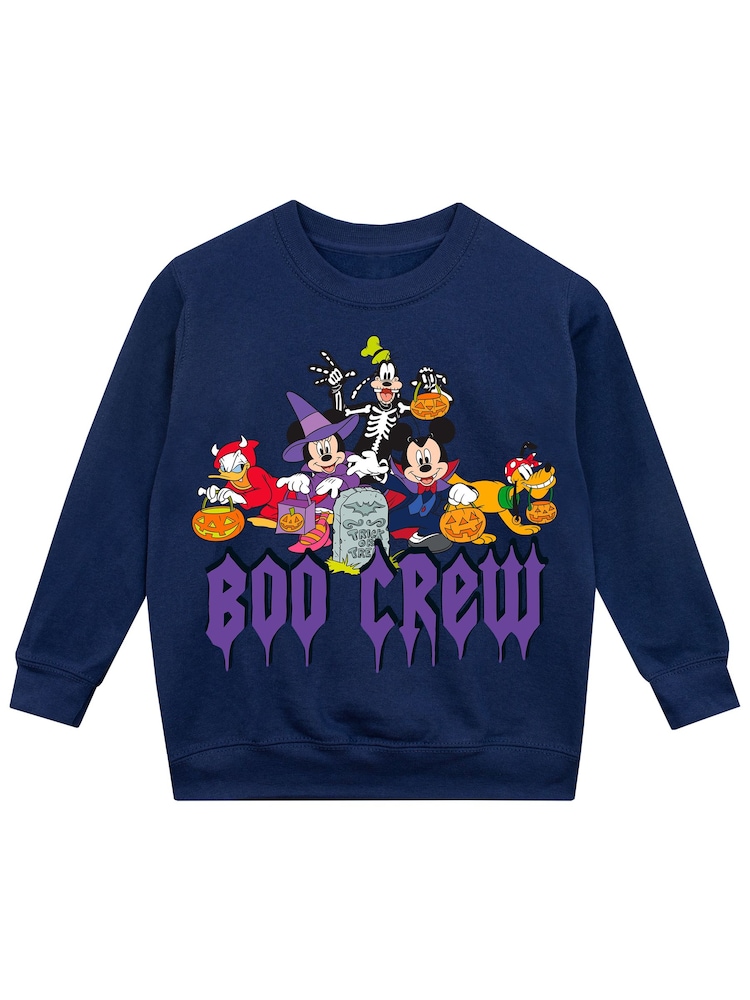 Character Blue Disney Mickey Mouse Halloween Pumpkin Sweatshirt - Image 1 of 5