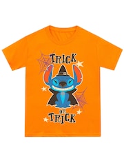 Character Orange Disney Lilo & Stitch Happy Halloween Pumpkin T-Shirt - Image 1 of 5