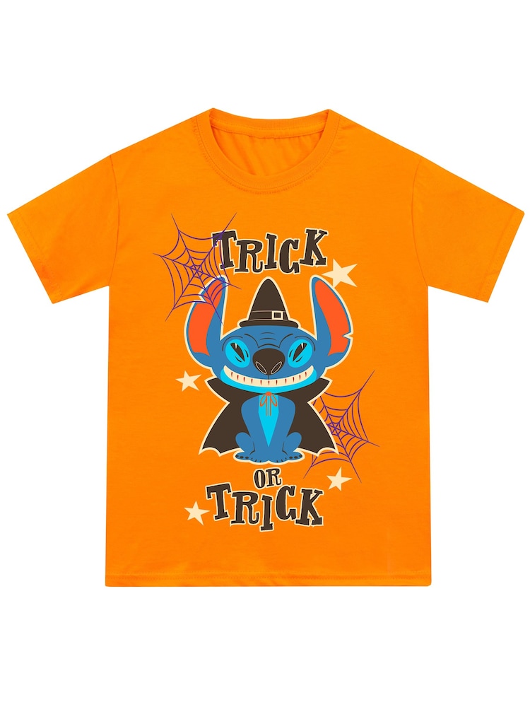 Character Orange Disney Lilo & Stitch Happy Halloween Pumpkin T-Shirt - Image 1 of 5