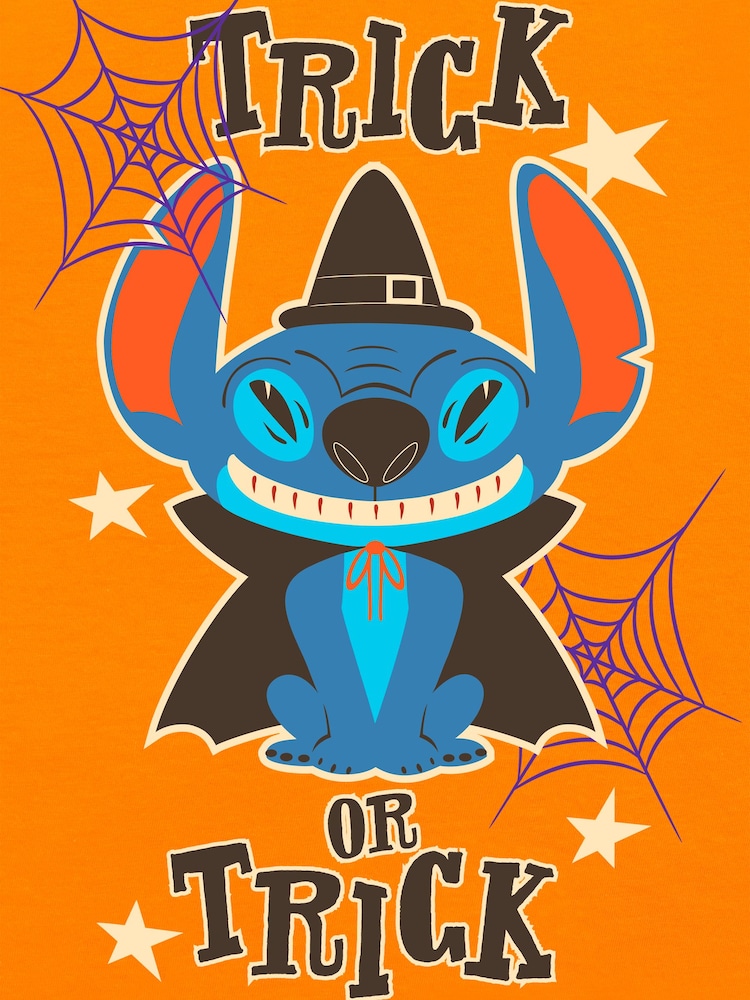Character Orange Disney Lilo & Stitch Happy Halloween Pumpkin T-Shirt - Image 5 of 5