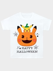 Character White Pokemon 100% Cotton Happy Halloween Pumpkin T-Shirt - Image 1 of 5