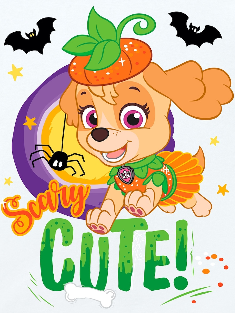 Character White Paw Patrol Happy Halloween Pumpkin T-Shirt - Image 3 of 4