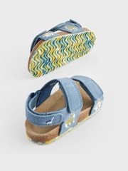 Blue Dino Wide Fit (G) Leather Touch Fastening Corkbed Sandals - Image 4 of 5