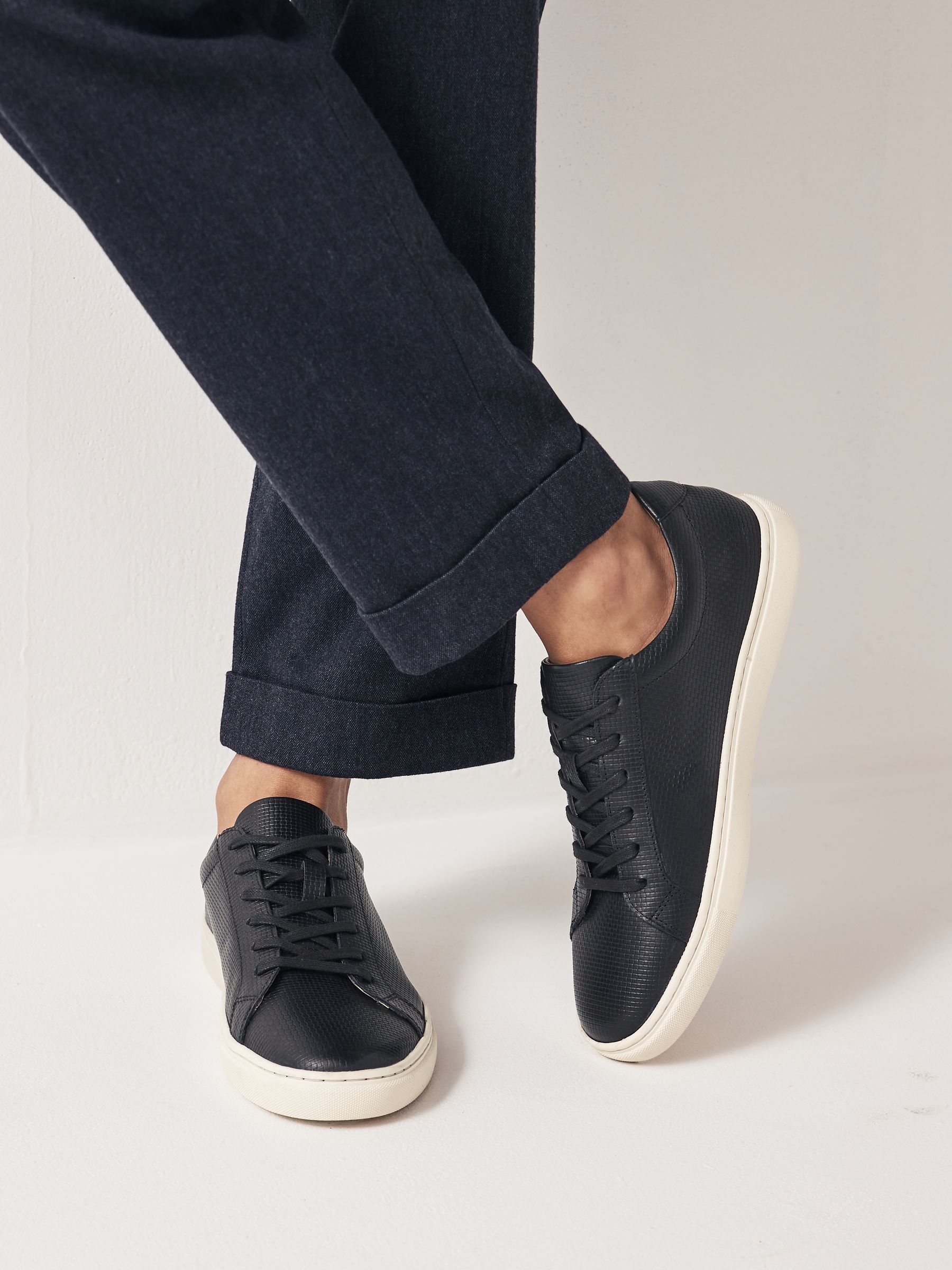 Black leather trainers size 5 clearance