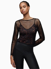 AllSaints Black Rosalie Anita 100% Cotton Top - Image 1 of 7
