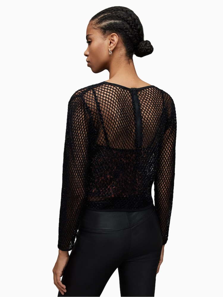 AllSaints Black Rosalie Anita 100% Cotton Top - Image 2 of 7