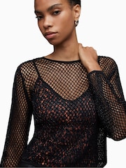 AllSaints Black Rosalie Anita 100% Cotton Top - Image 4 of 7