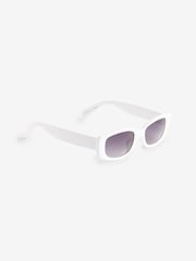 White Slim Rectangle Sunglasses - Image 3 of 5