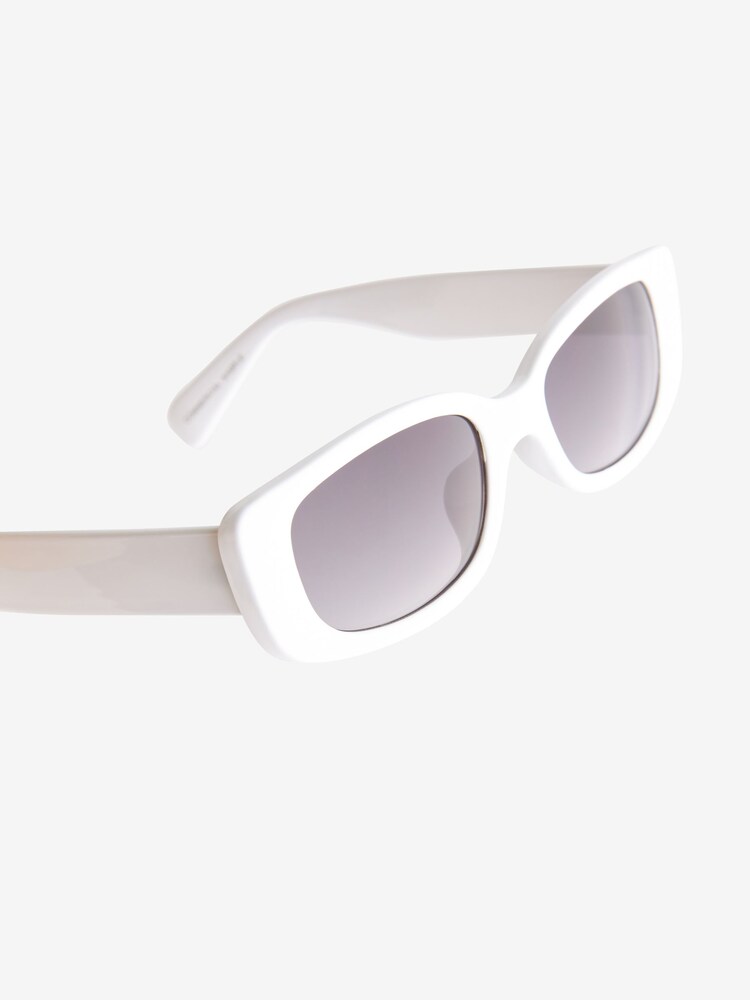 White Slim Rectangle Sunglasses - Image 5 of 5