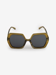 Khaki Green Soft Hexagon Sunglasses - Image 4 of 6