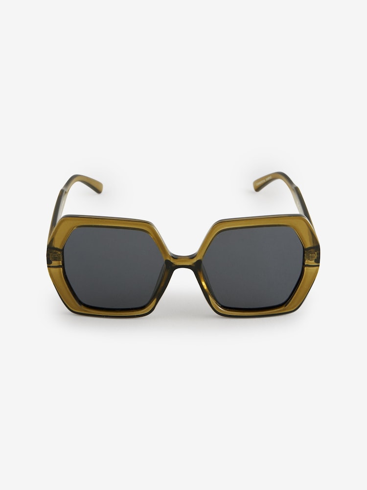 Khaki Green Soft Hexagon Sunglasses - Image 4 of 6