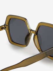 Khaki Green Soft Hexagon Sunglasses - Image 5 of 6