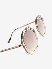 Tortoiseshell Brown Hexagon Sunglasses - Image 4 of 5