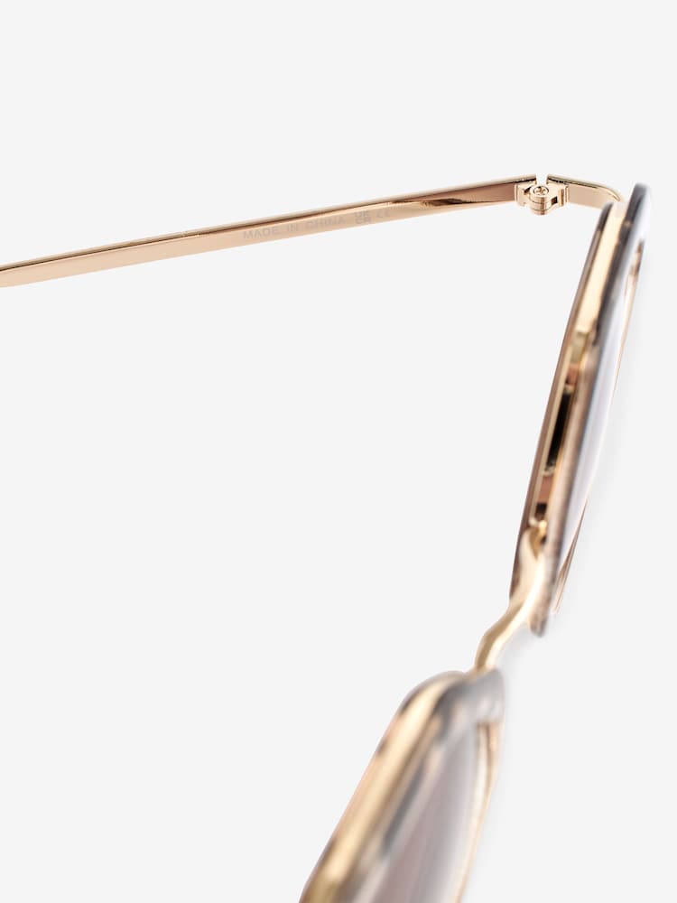 Tortoiseshell Brown Hexagon Sunglasses - Image 5 of 5