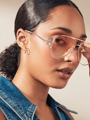 Rose Gold Tone Butterfly Detail Aviator Sunglasses - Image 2 of 5