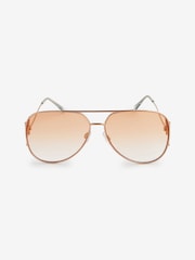Rose Gold Tone Butterfly Detail Aviator Sunglasses - Image 4 of 5