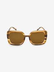 Tortoiseshell Brown Polarized Sqaure Sunglasses - Image 4 of 7