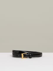 Reiss Black Holly Leather Skinny Belt - Image 1 of 4