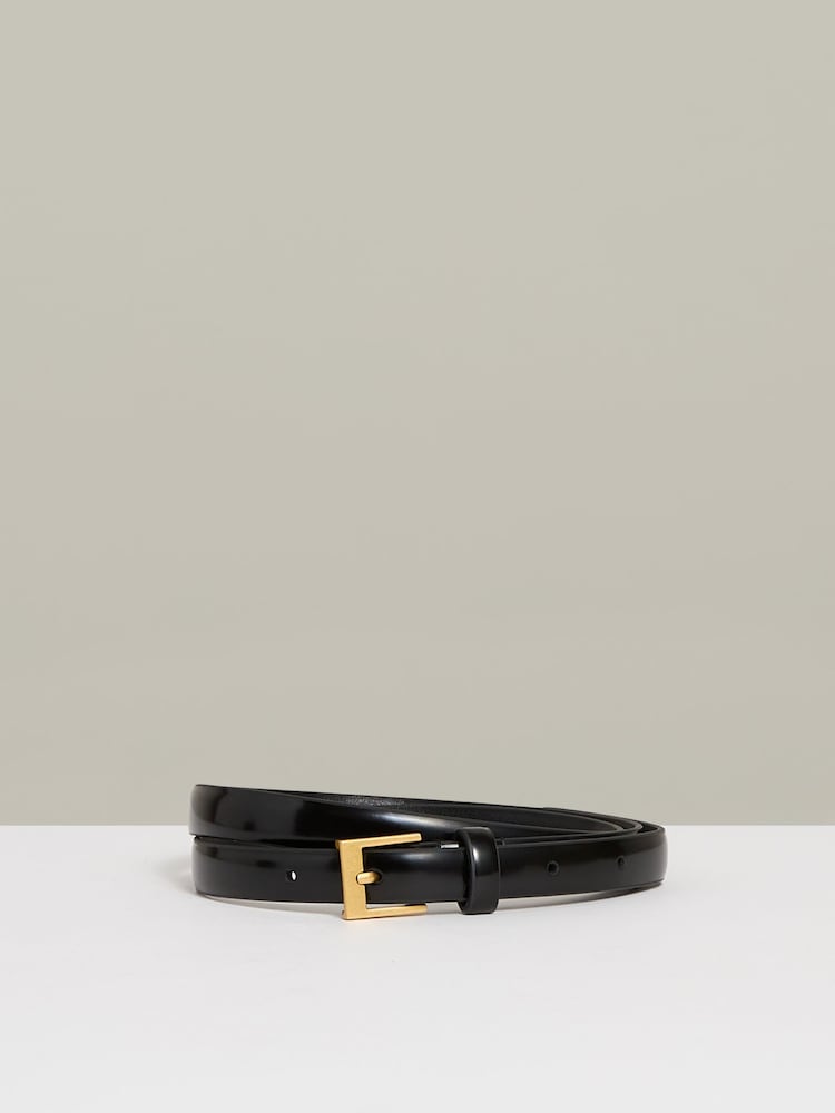 Reiss Black Holly Leather Skinny Belt - Image 1 of 4