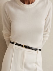 Reiss Black Holly Leather Skinny Belt - Image 2 of 4