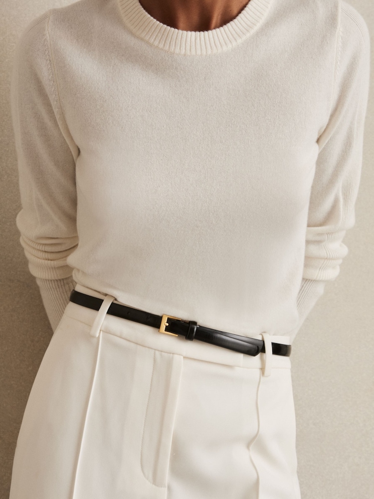 Reiss Black Holly Leather Skinny Belt - Image 2 of 4