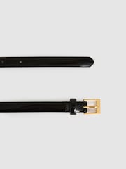 Reiss Black Holly Leather Skinny Belt - Image 3 of 4