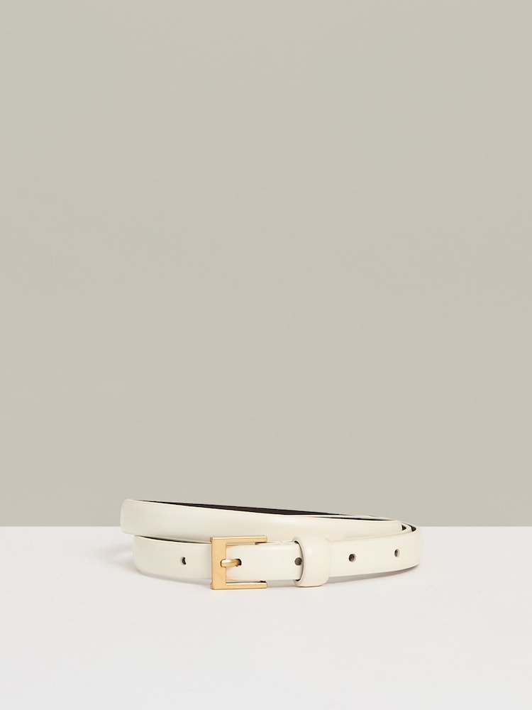 Reiss Off White Holly Leather Skinny Belt - Image 1 of 4