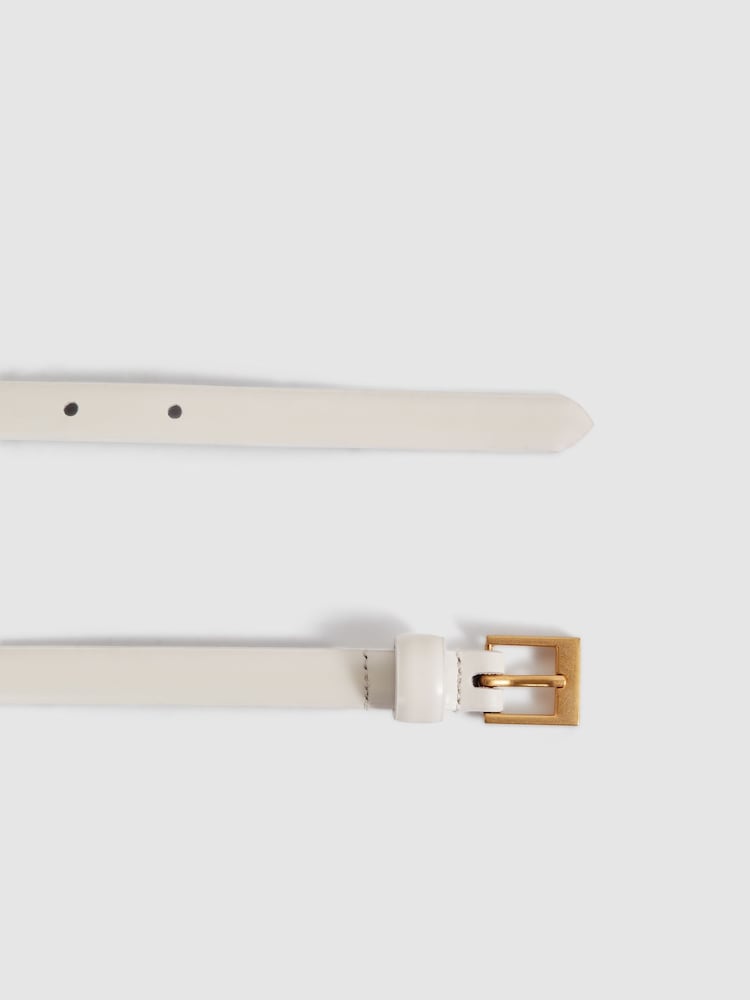 Buy Reiss Off White Holly Thin Leather Belt from Next USA display picture 2
