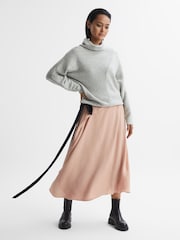 Reiss Nude Ria Contrast Bow Midi Skirt - Image 3 of 5