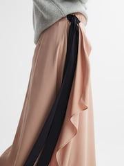 Reiss Nude Ria Contrast Bow Midi Skirt - Image 4 of 5
