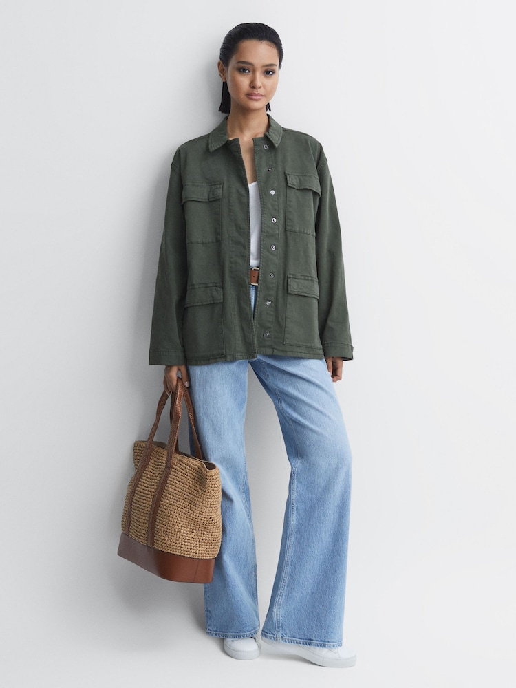 Reiss Tan Mira Raffia Tote Bag - Image 2 of 6
