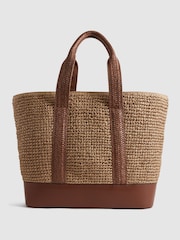 Reiss Tan Mira Raffia Tote Bag - Image 5 of 6