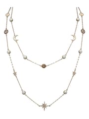 Mood Gold Tone Crystal And Cream Pearl Celestial Necklace - Image 1 of 3