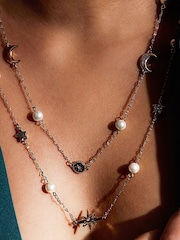 Mood Gold Tone Crystal And Cream Pearl Celestial Necklace - Image 3 of 3